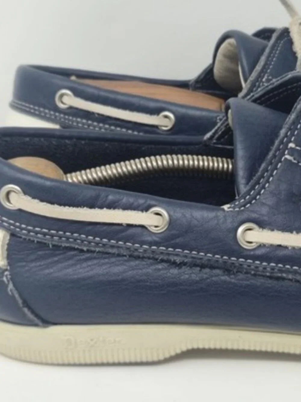 ​Vintage Dexter Boat Shoes Men's 12M Navy Leather Made in USA Heritage Casual